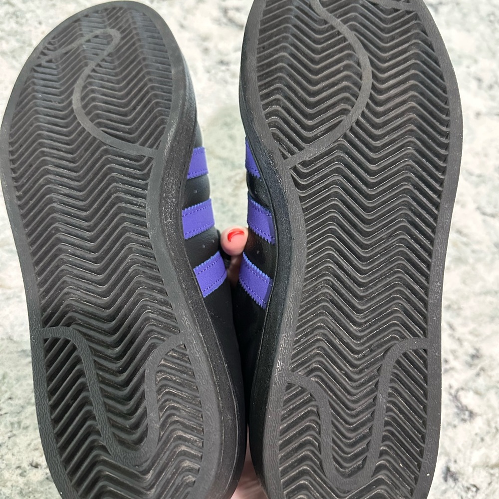 Adidas Superstar Black and Purple Leather Shoes Size 8.5 - Picture 7 of 7